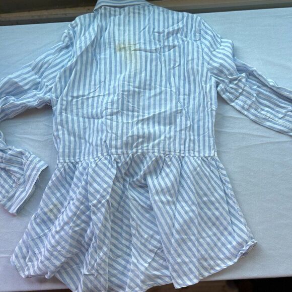 Love Notes Shirt Womens sm Blue Striped Button Up Crop Front 3/4 sleeve NWT   B1 - Picture 5 of 5